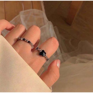 Set hai nhẫn acrylic màu đen