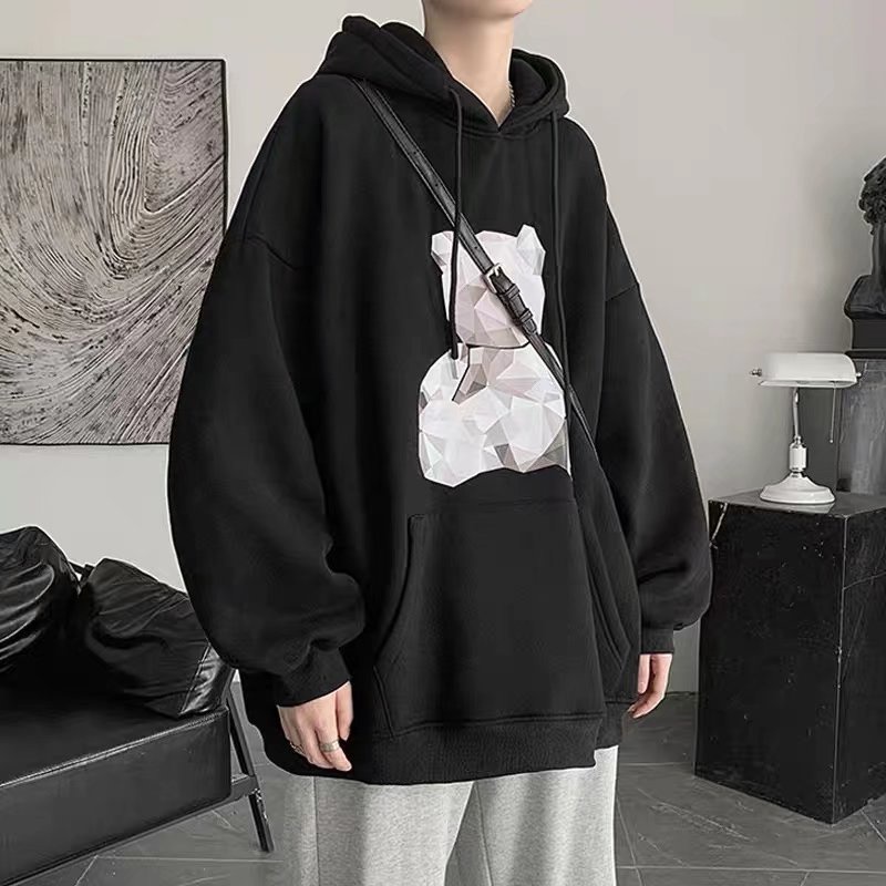 Áo Hoodie Thể Thao Dáng Rộng In Họa Tiết Hoạt Hình Phong Cách Hip Hop Đường Phố Hàn Quốc Cho Nam Cỡ M-5XL