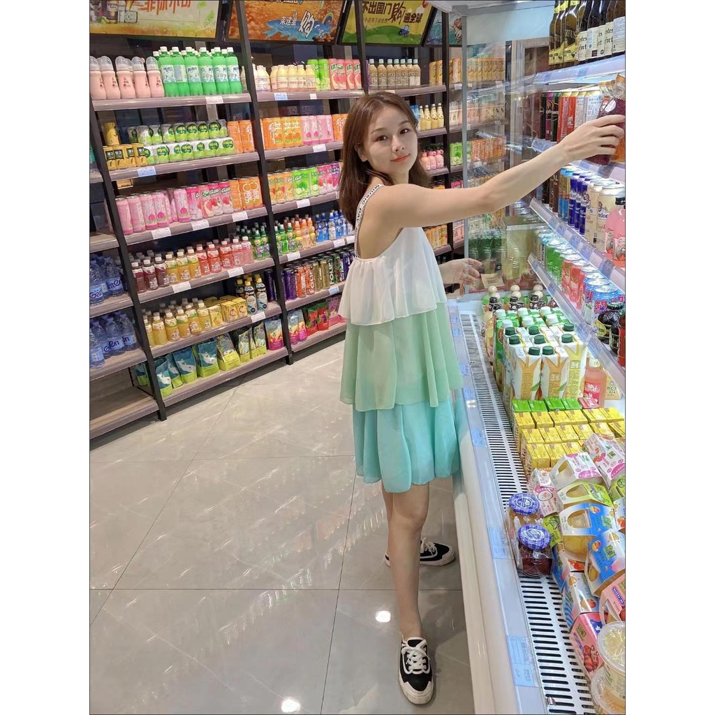 Đầm Phong Cách Mới Mùa Hè 2022✨✨ Đầm Voan Không Tay Màu Gradient Thời Trang Dành Cho Nữ