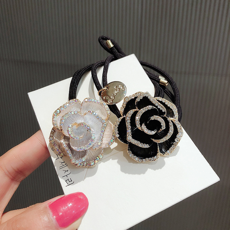 Dây buộc tóc đính hoa trà cao cấp phong cách mới