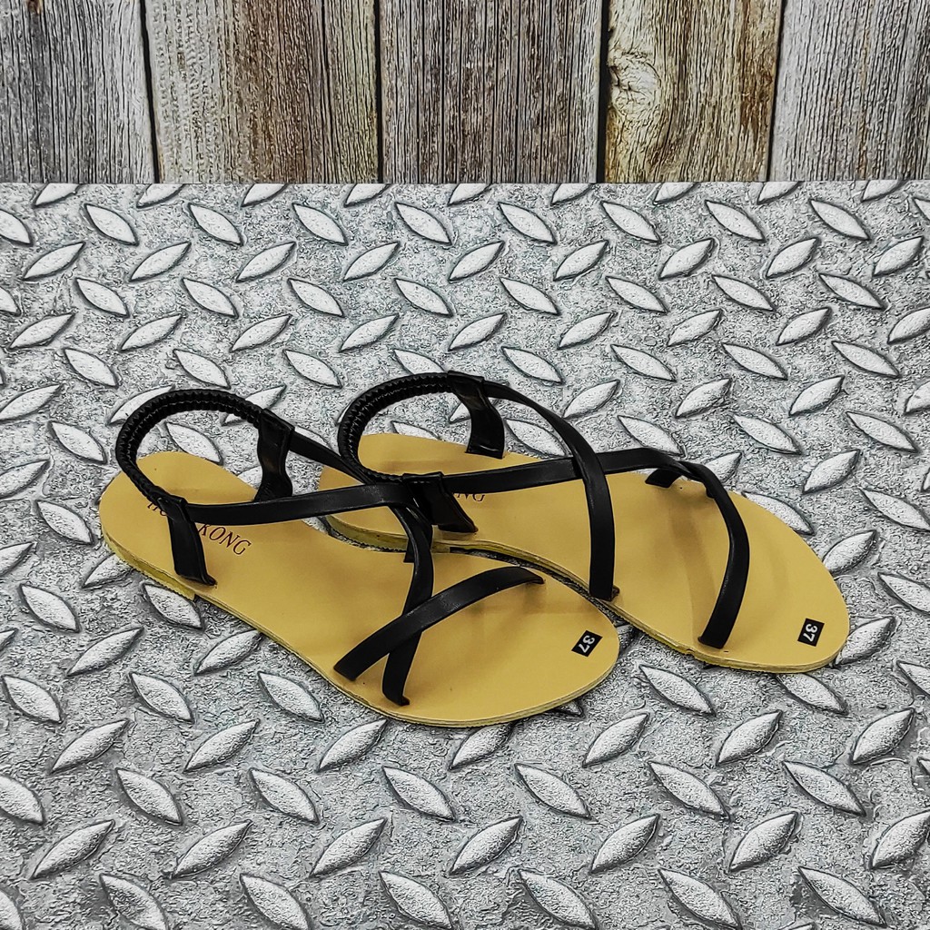 Giày sandal nữ Bevis - quai simili thiết kế chéo hiện đại thời trang - đế cao su êm ái nhẹ nhàng BE174-1 (Đen)