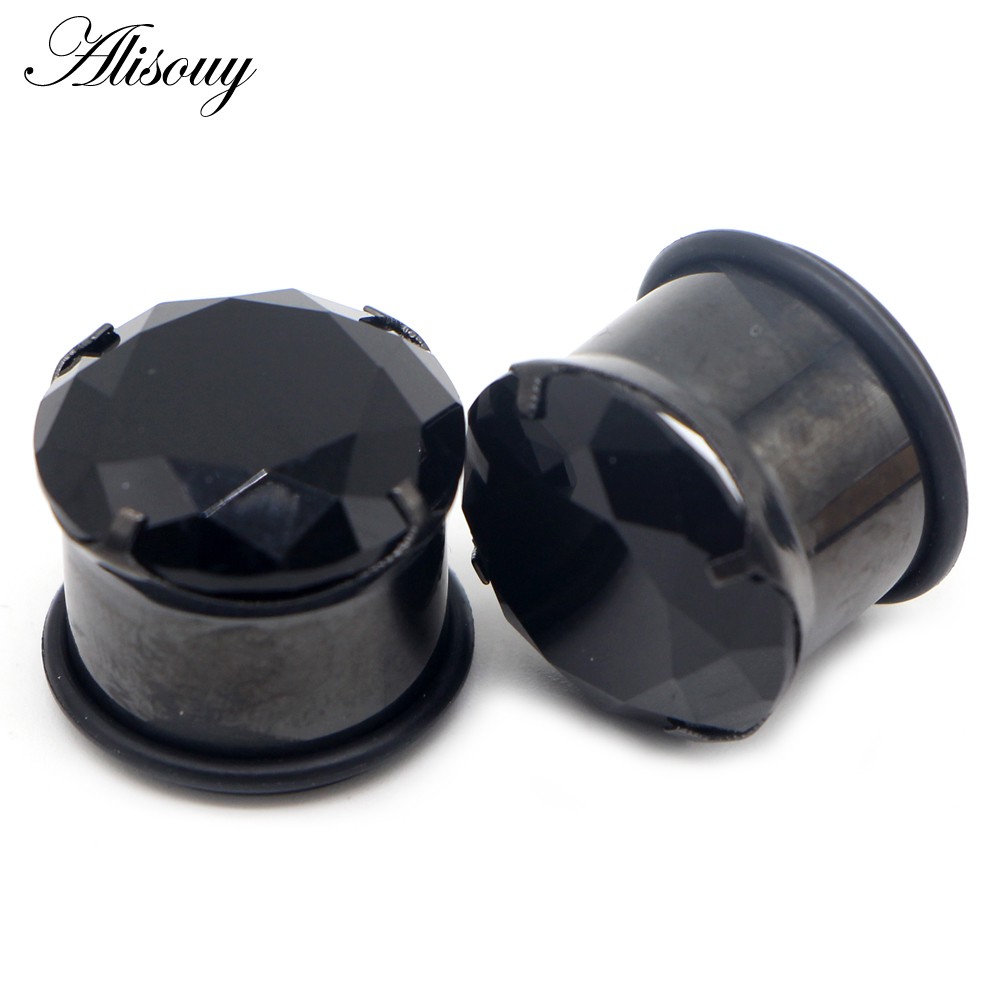 Alisouy 2 Chiếc Punk Thép Không Gỉ Pha Lê Zircon Tai Đường Hầm Cắm Vít Phù Hợp Với Tai Máy Đo Thịt Dụng Cụ Mở Rộng Tai Xuyên Cơ Thể Trang Sức
