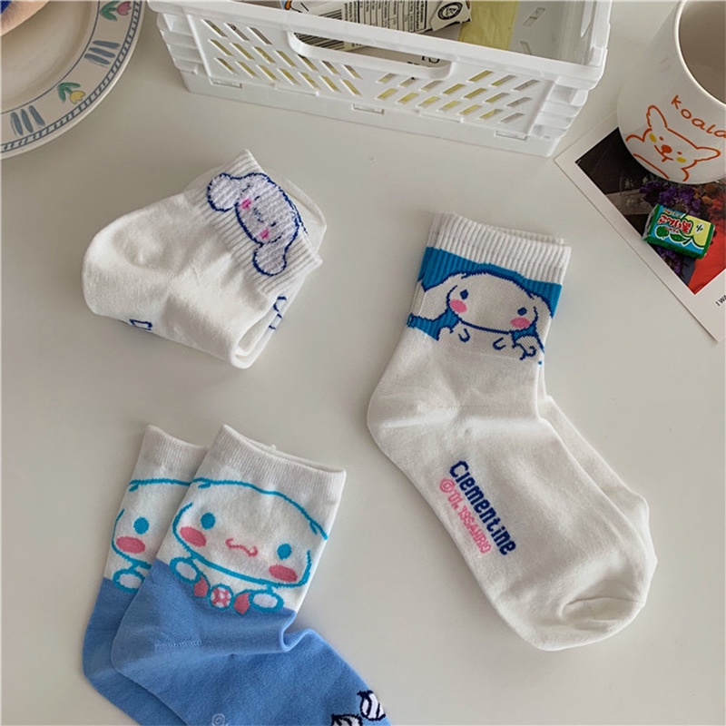 Vớ Thể Thao Cổ Vừa In Họa Tiết Hoạt Hình Chú Chó Cinnamon Kiểu Nhật Bản Dễ Thương Cho Bé Gái