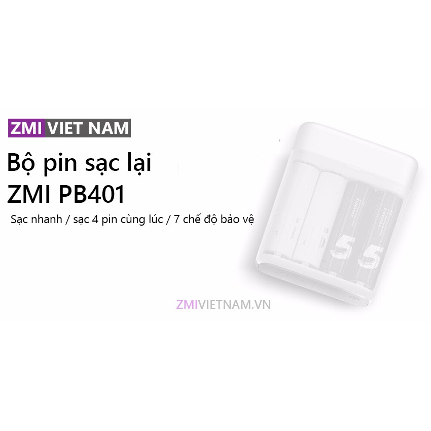 [ ZMI VIỆT NAM ] Bộ Sạc Pin ZMI PB401 Cho Pin AA, AAA |Bảo Hành 1 Tháng