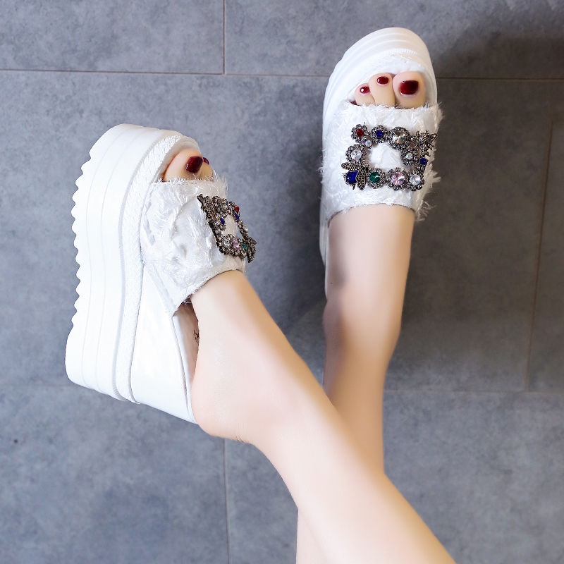 Dép Sandal Đế Xuồng Dày 12CM Hở Mũi Thời Trang Cho Nữ