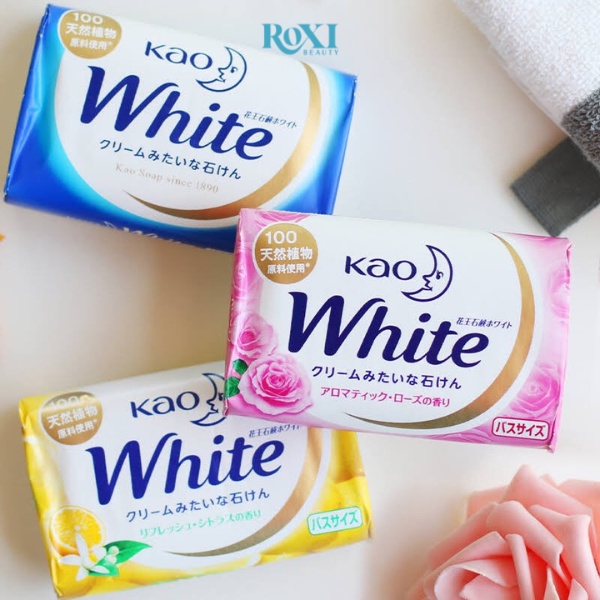 Xà phòng cục Kao White ROXI Beauty xà phòng rửa tay, tắm thay sữa tắm, để thơm tủ quần áo Kao Soap Nhật Bản 130g