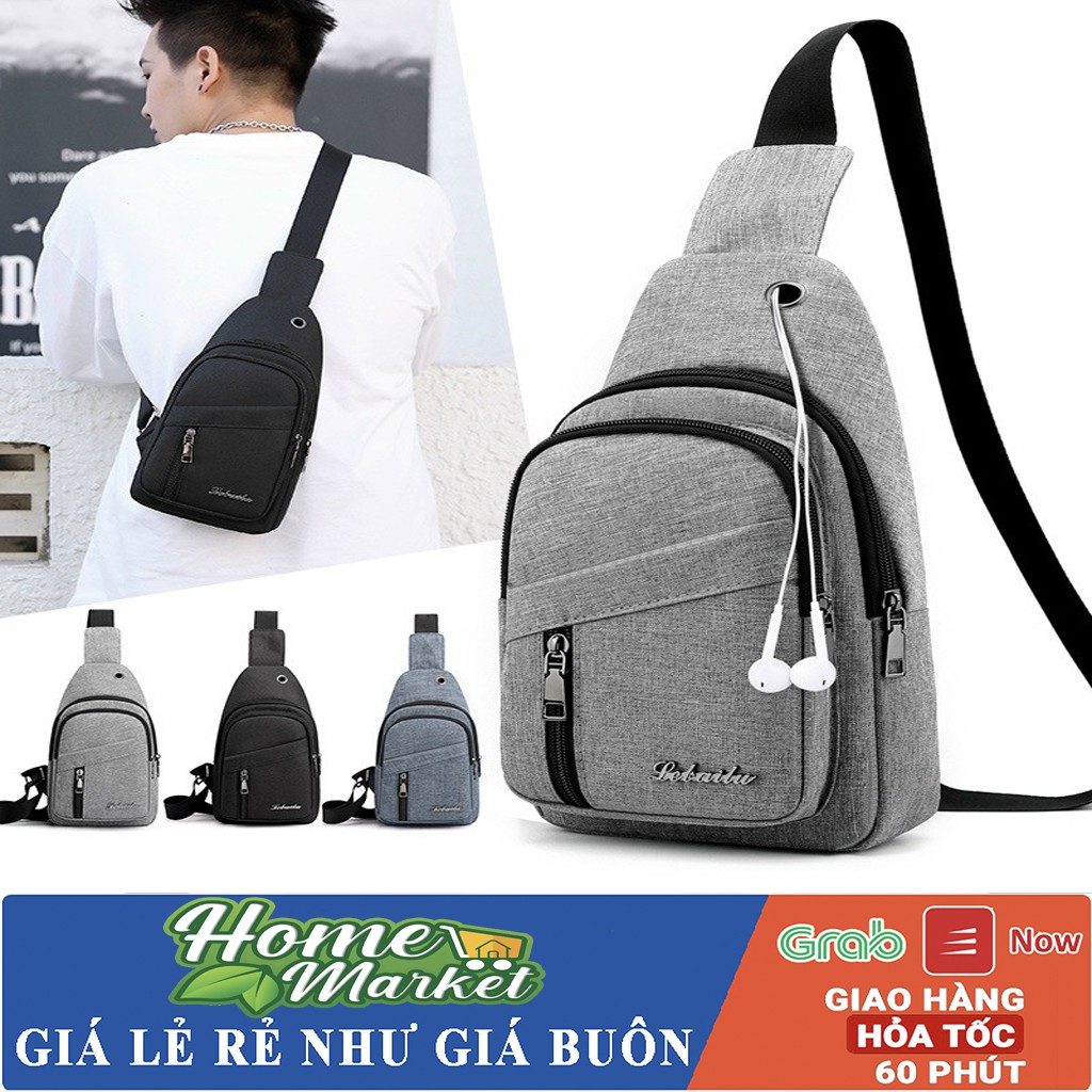 (Hàng Hot ) Túi đeo chéo nam phong cách thời trang Hàn Quốc tích hợp lỗ tai nghe TC126