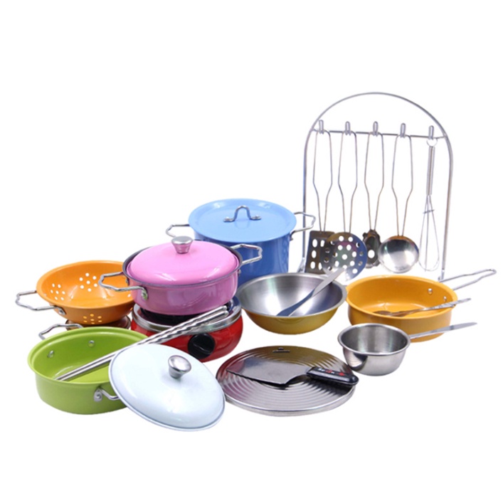 Bộ Đồ Chơi Nấu Ăn, Đồ Chơi Trẻ Em - Bộ Nấu Ăn Inox 23-33-40 Chi Tiết