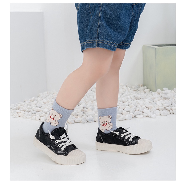 Set 5 Đôi Tất Cotton Chủ Đề Gấu Uống Nước KokoroCare HW-03 Cho Bé Trai S / M / L 1-8 Tuổi
