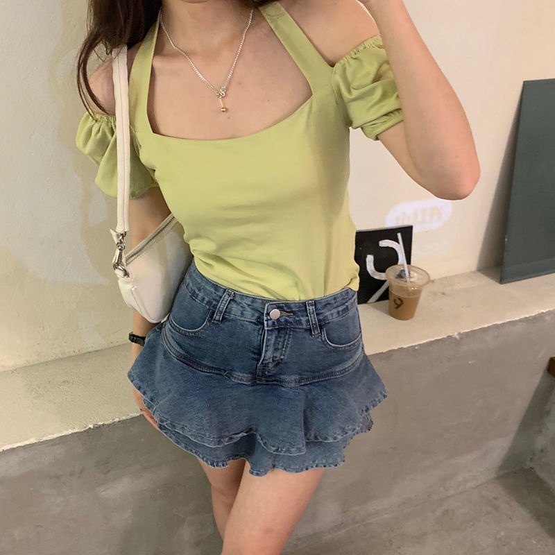 COZOK Áo Trễ Vai Tay Phồng Thiết Kế Quyến Rũ Cho Nữ