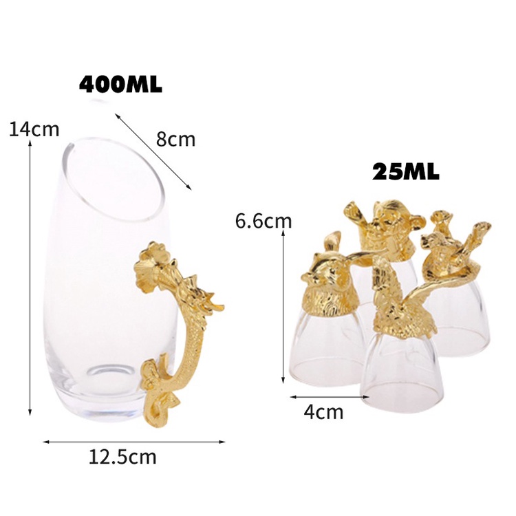 Bộ Ly Uống Rượu Đẹp 12 Con Giáp Đựng Trong Vali Cao Cấp Mạ Vàng 18K ❤️RẺ VÔ ĐỊCH❤️ Món Quà Sang Trọng, Đẳng Cấp