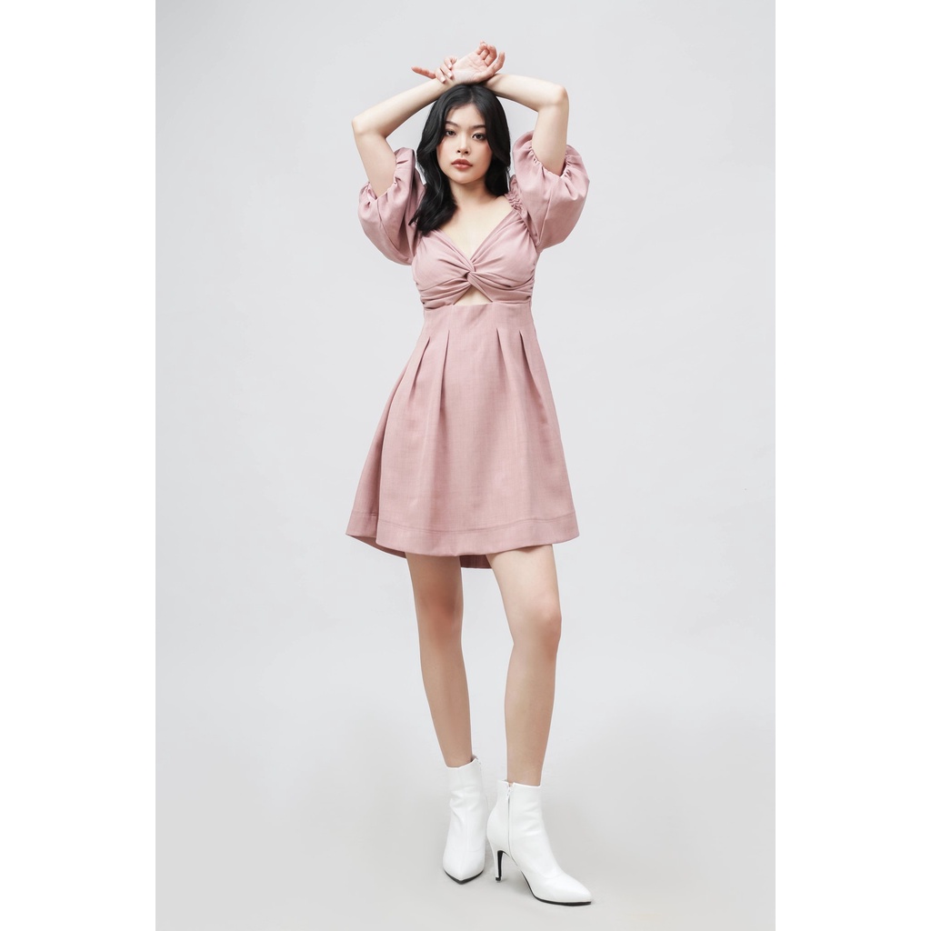 DETALY - Đầm xòe ngắn Jenni màu hồng - D21021
