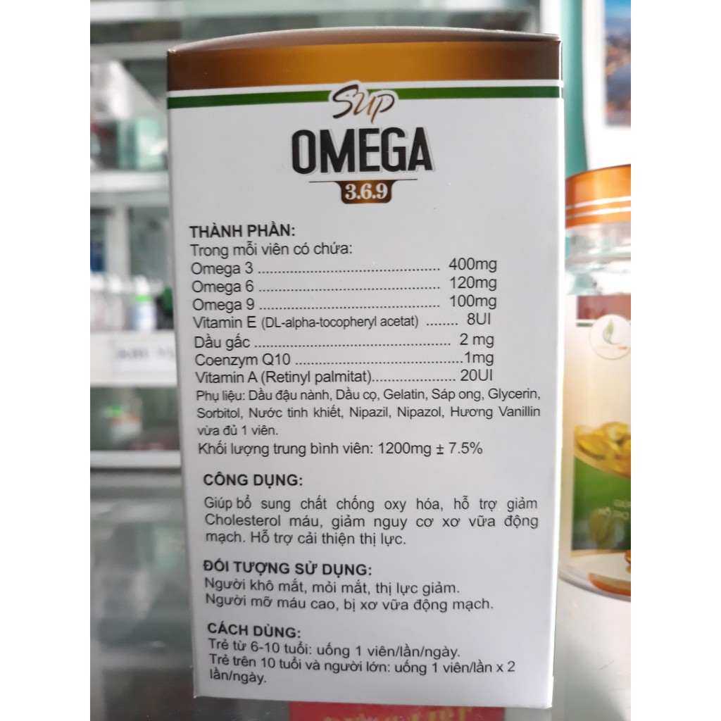 Viên dầu cá OMEGA 369 kèm vitamin E, dầu gấc giúp cải thiện thị lực, giảm xơ vữa động mạch, chống oxy hóa