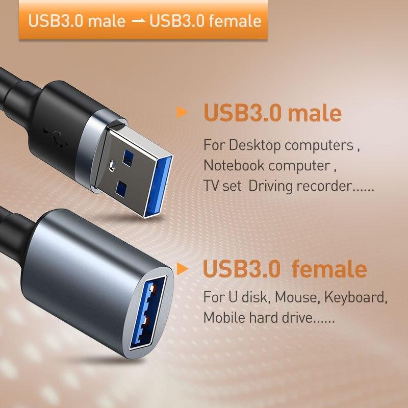 Baseus USB Extension Cable USB 3.0 Cable to USB 3.0 Micro USB OTG Cable for Smart TV PS4 HDD USB 3.0 Male to Female Data Cale