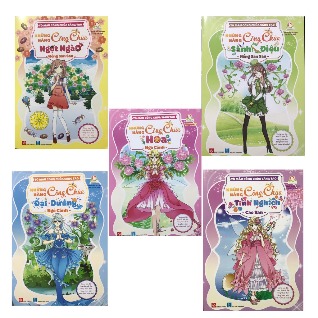 Sách -  Combo 5 cuốn - Tô màu công chúa sáng tạo