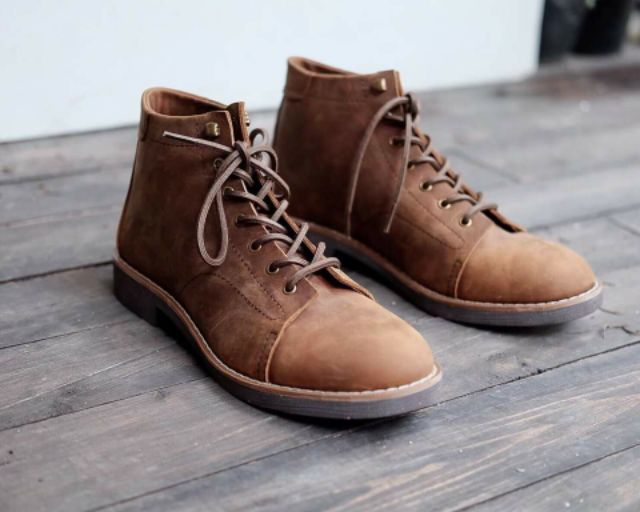 King Man boot nâu sáp Crazy horse