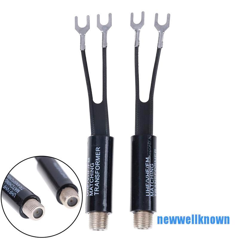 Set 2 Bộ Chuyển Đổi Ăng Ten Tv F 75-300 Ohm Uhf / Vhf / Fm / Newwellknown 0610