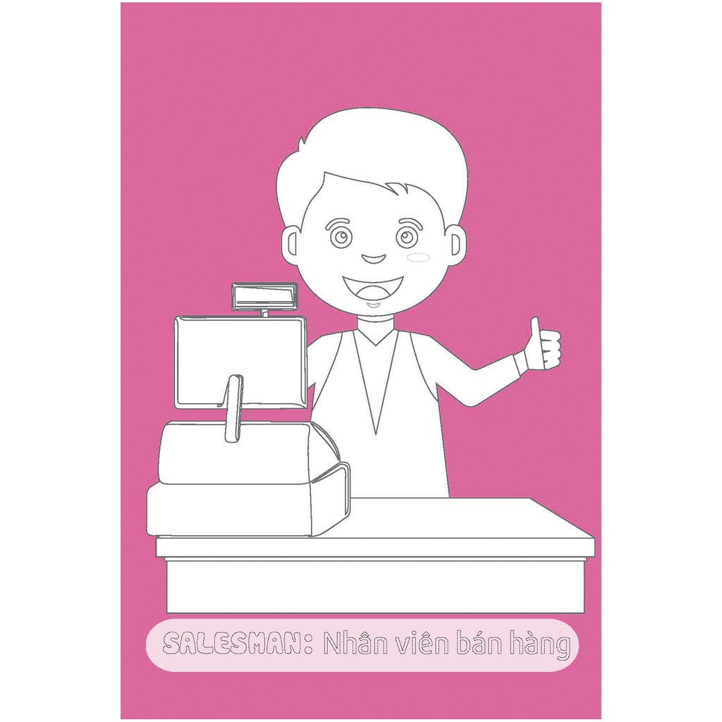 Sách-Thẻ học Bé nhận biết và Tô Màu nghề nghiệp - Thẻ in 2 mặt
