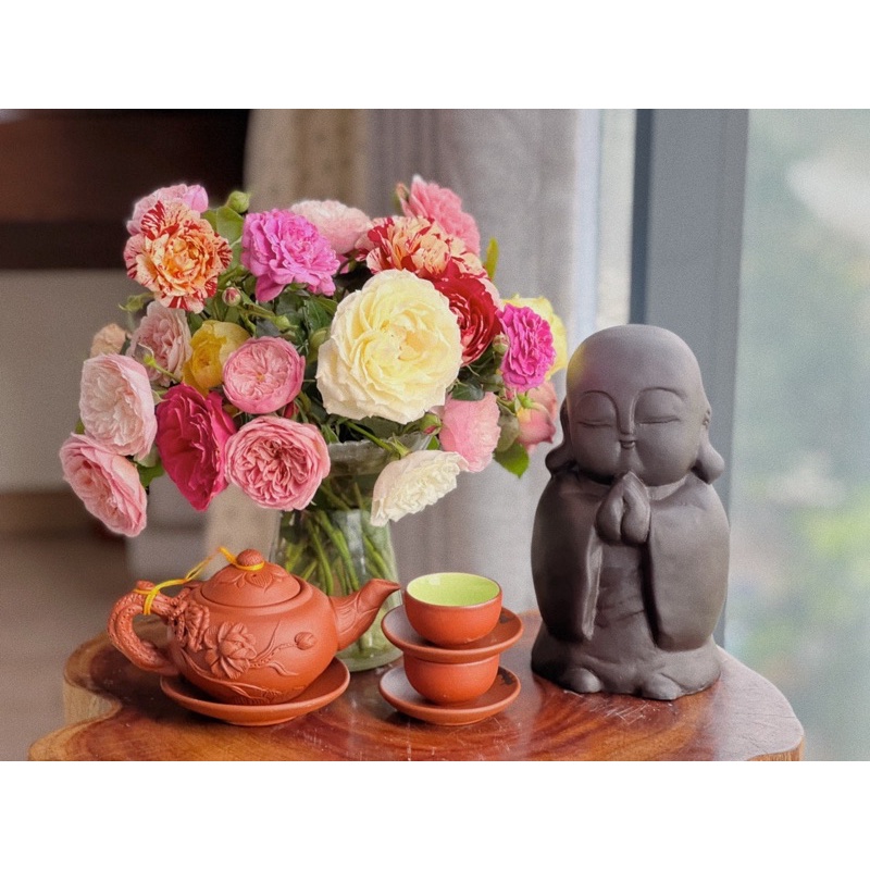 Tượng Phật An Nhiên Bộ Tượng Tứ Không 4 Chú Tiểu Tượng Búp Bê Decor Gốm Sứ Bát Tràng Cao Cấp