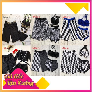 Set bikini nữ và quần nam Đồ đôi đi biển