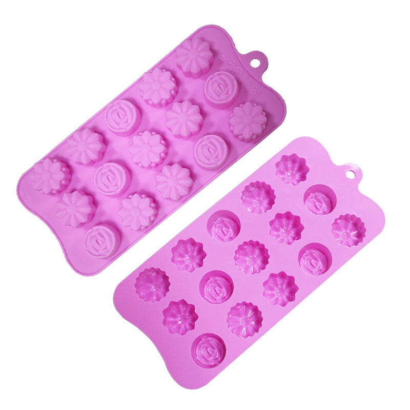 Khuôn Silicon Làm Bánh Kẹo Không Chứa Bpa Hình Hoa 3D DIY