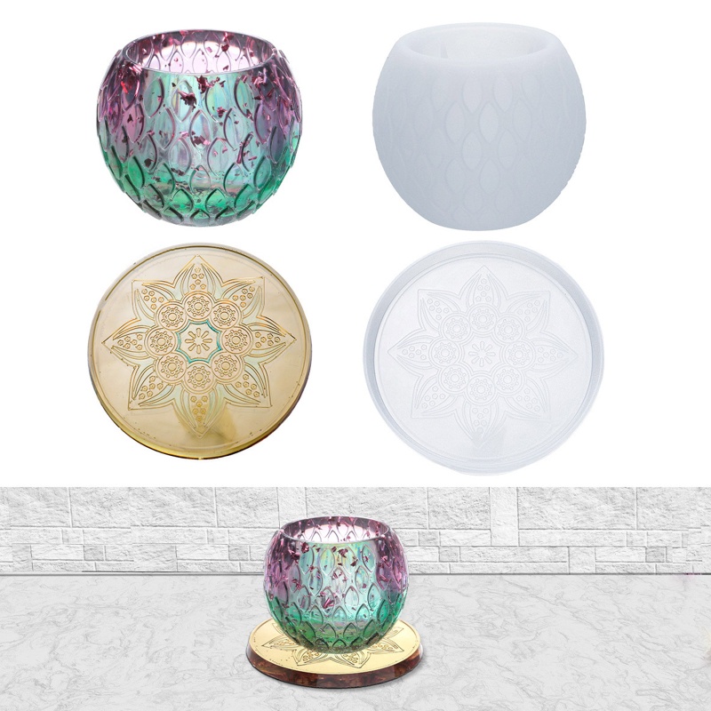 Sa Khuôn Silicon Làm Đế Nến Hình Bông Hoa Xinh Xắn