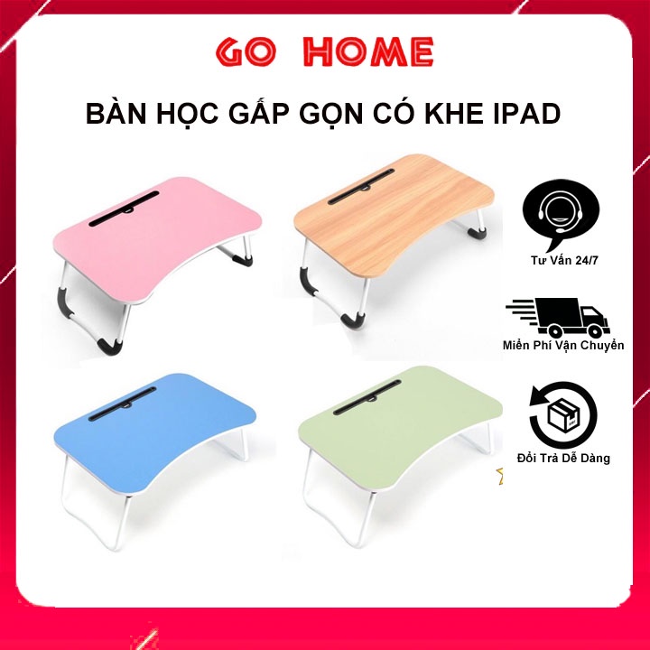 Bàn học gấp gọn có khe để ipad, bàn làm việc gấp gọn 2021