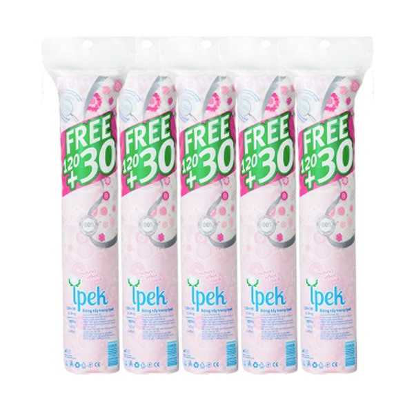 Bông Tẩy Trang Ipek Thổ Nhĩ Kì Cotton 100% Chính hãng 120+30 Miếng