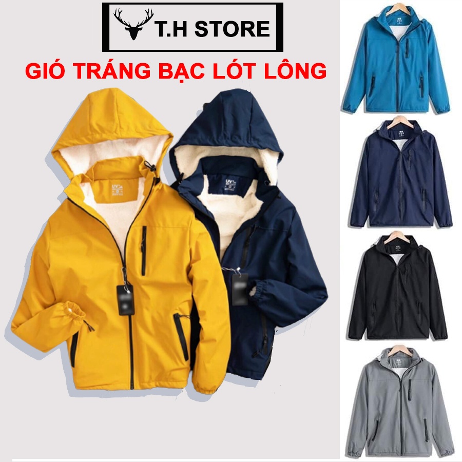 Áo khoác nam lót lông 2 lớp, vải gió tráng bạc chống nước, chống nhăn, giữ nhiệt ấm mùa đông
