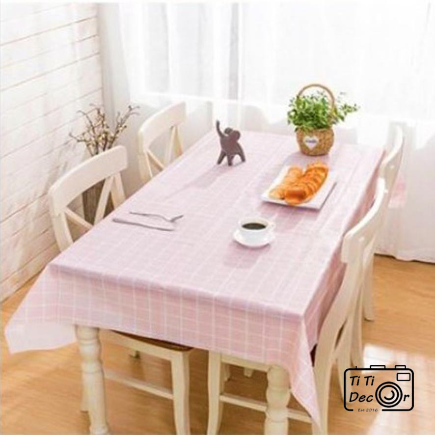 khăn trải bàn caro TiTi decor, khăn trải bàn vintage màu pastel chống thấm nước