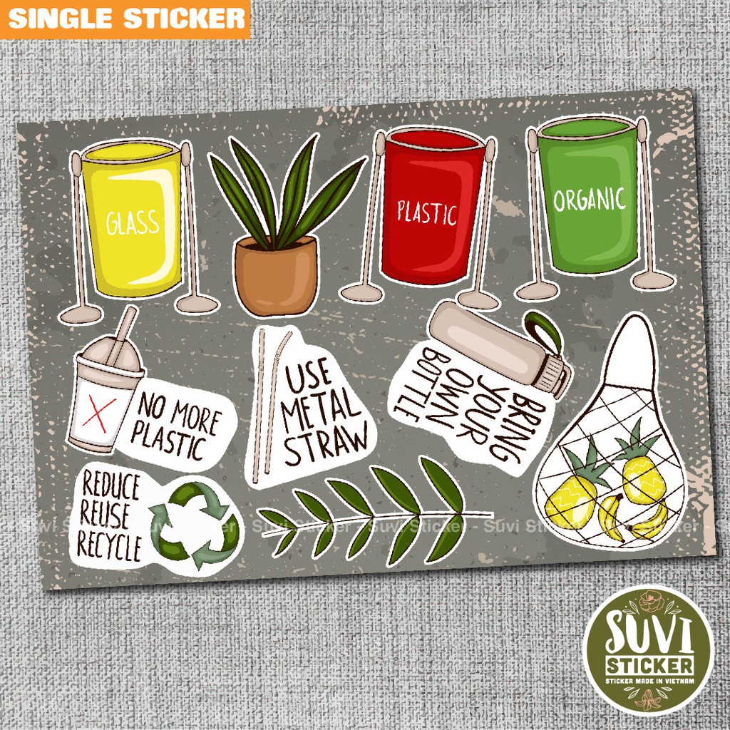 Single Sticker - Hình dán Save Earth chống nước sticker dán laptop, điện thoại, đàn guitar, mũ bảo hiểm, vali. SG22