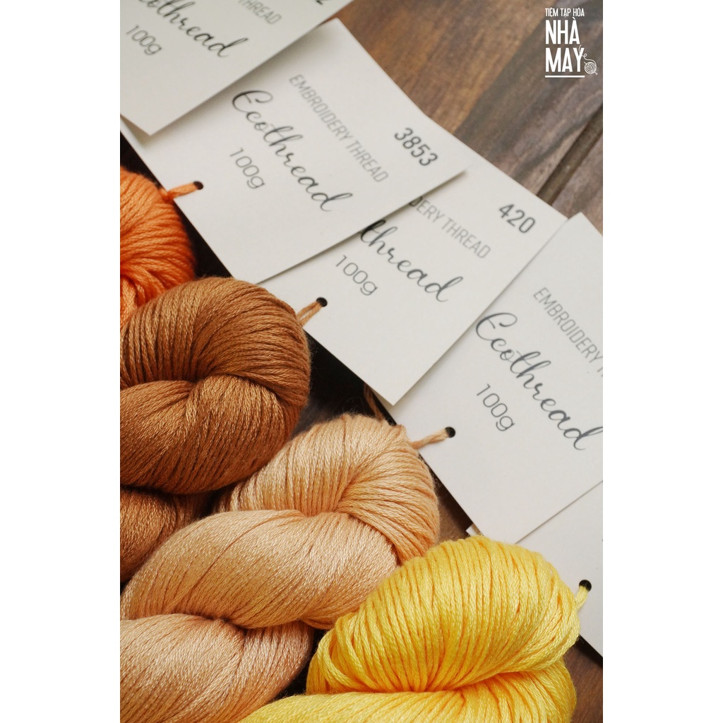 [Bảng 3/6] Chỉ thêu Eco-thread Tiệm tạp hóa nhà May nhuộm sinh học (giá 1 bó 100g) bảng vàng cam