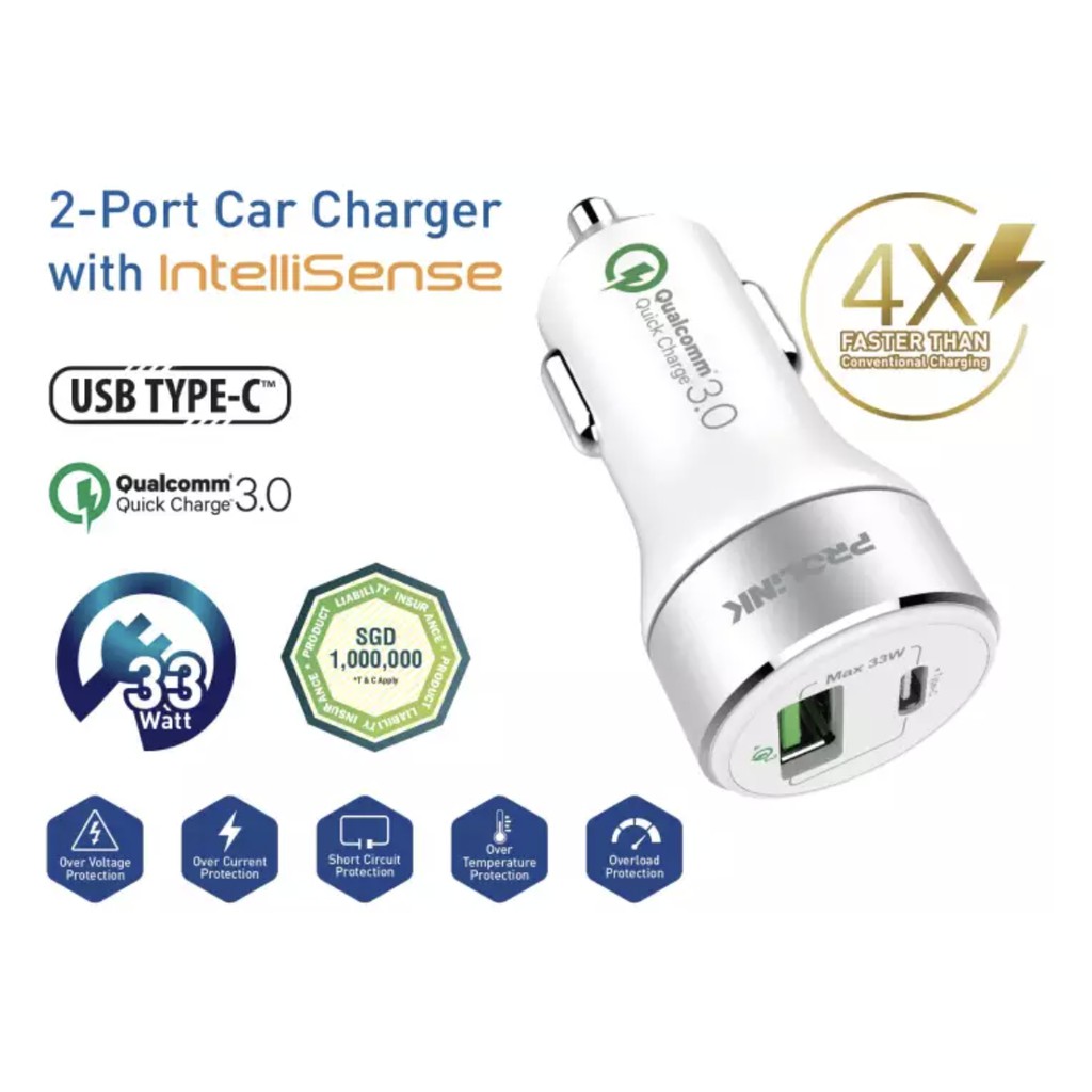 Sạc ôtô 2 cổng PROLiNK PCC23301