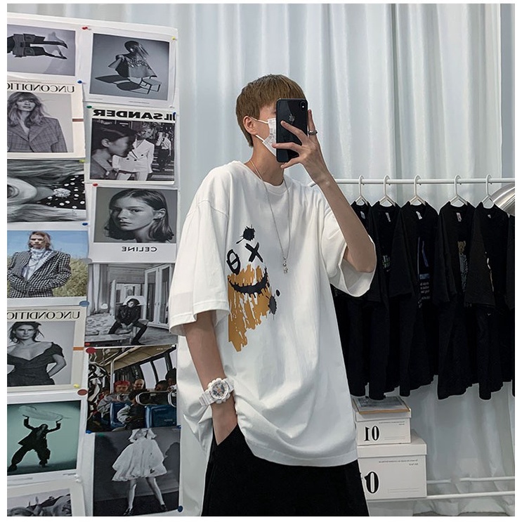 Áo Thun nam nữ, áo phông from rộng tay lỡ in Hình Mặt Cười