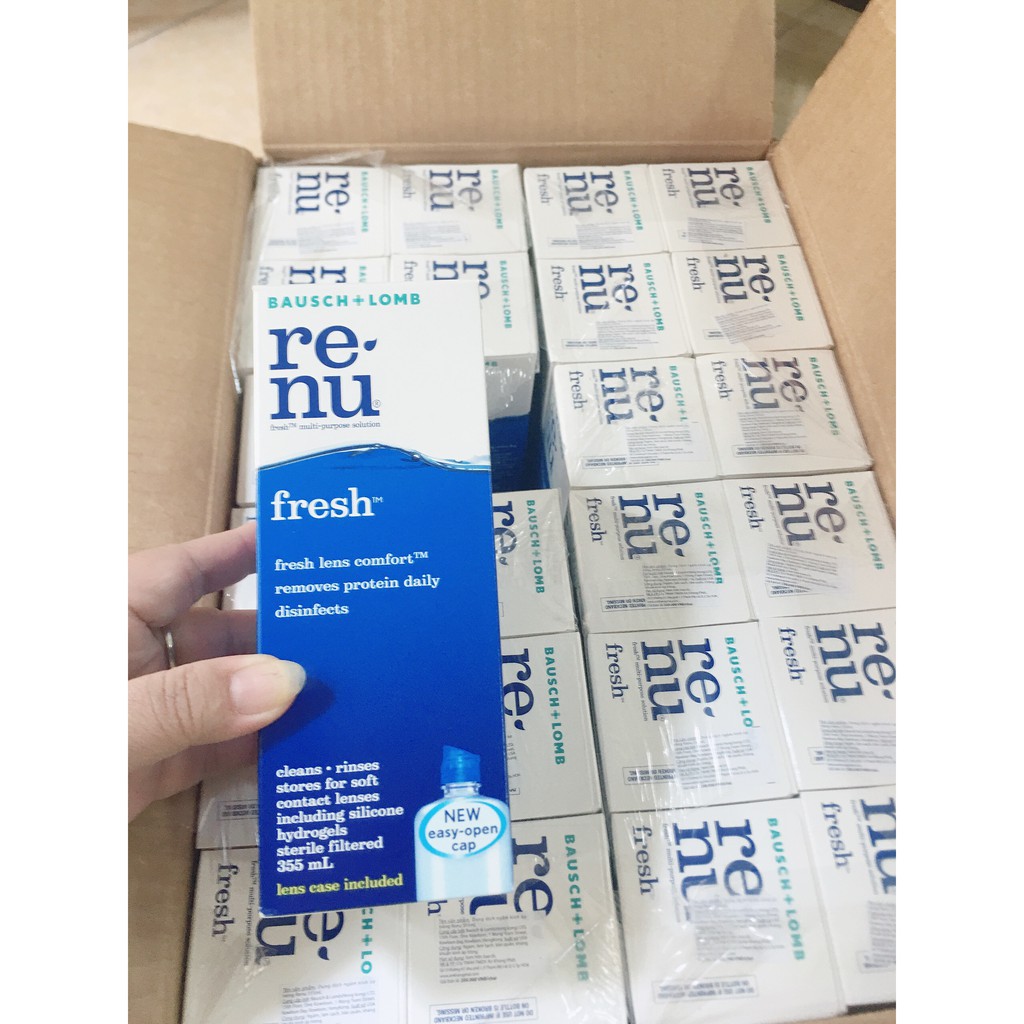 Dung dịch ngâm lens Renu 355ml- nước ngâm rửa kính áp tròng Renu Bausch & Lomb 8/2024