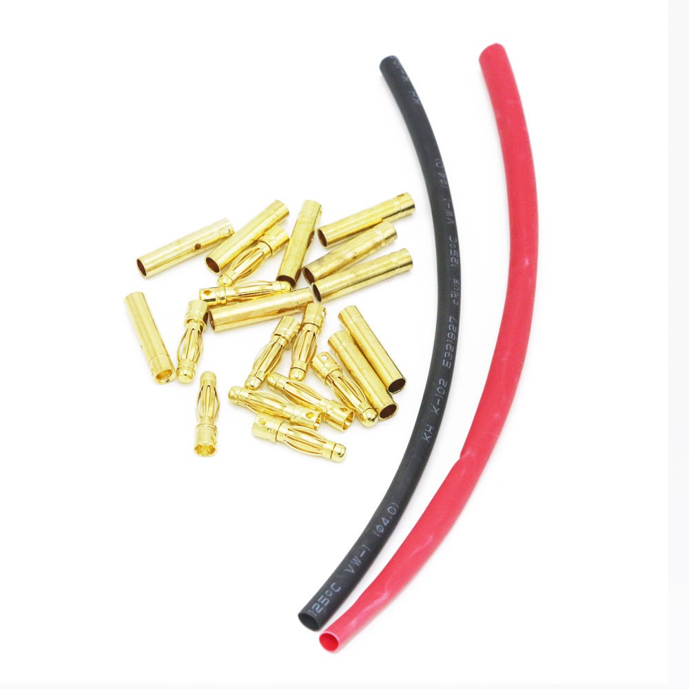 10 Cặp Đầu Nối Chuối Mạ Vàng Và Ống Co Nhiệt 20CM
