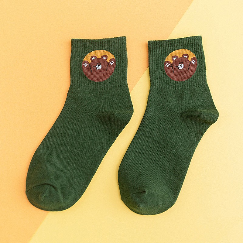 Women Autumn Cartoon Animal Solid Color Mid Socks | BigBuy360 - bigbuy360.vn