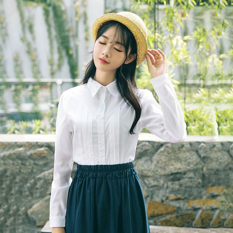 Sơ mi nữ trắng dài tay cổ điển