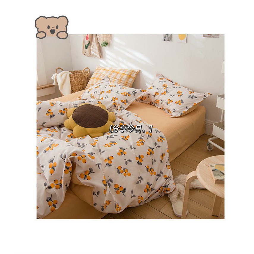 [ RẺ VÔ ĐỊCH ] Bộ chăn ga Cotton họa tiết quả bàng lạ mắt - Hàng nhập khẩu ( MIỄN PHÍ BO CHUN MỌI KÍCH THƯỚC )