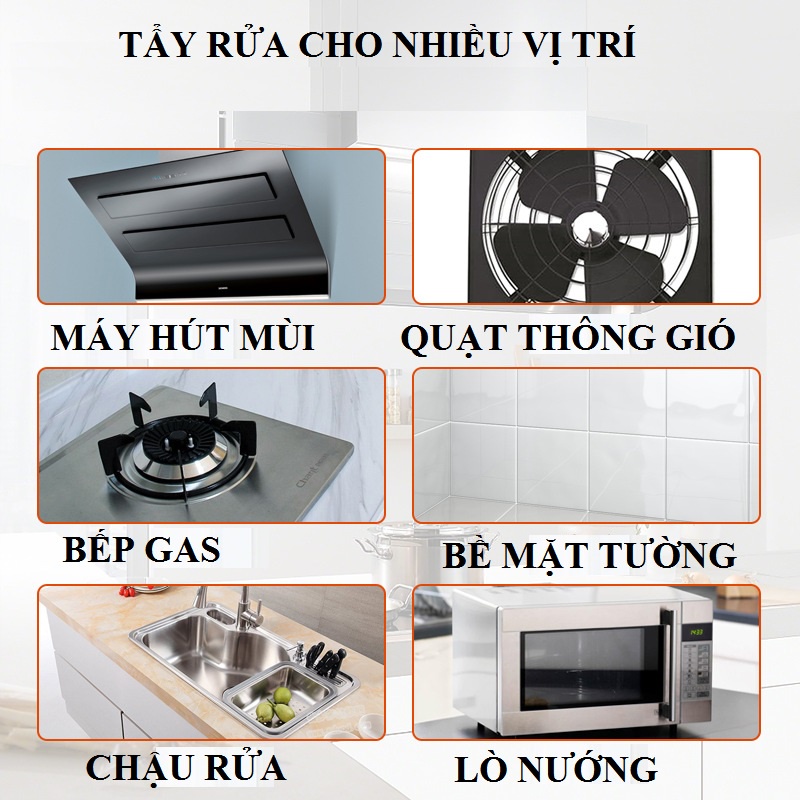 Chai xịt đa năng tẩy rửa vết bẩn mảng bám dầu mỡ nhà bếp