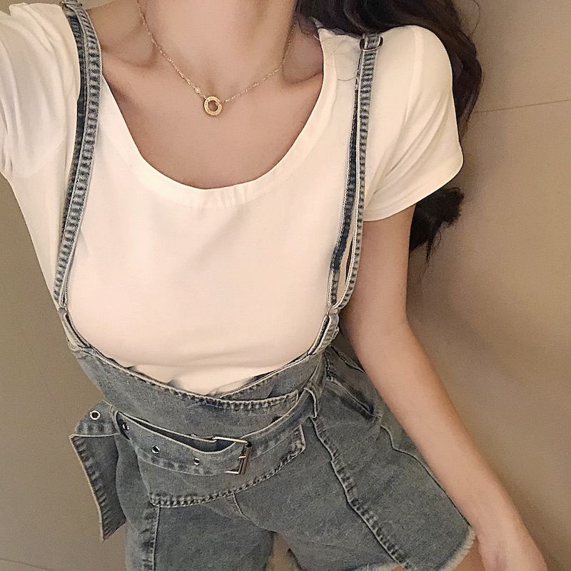 Quần Yếm Denim Dáng Rộng Plus Size Phong Cách Hàn Quốc Cho Nữ