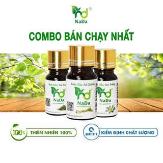 Combo 3 tinh dầu bán chạy nhất sả chanh - trà trắng - sen trắng nguyên chất nada oils