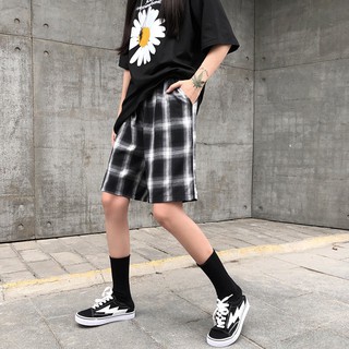 Quần short thô kẻ caro unisex sẵn kho