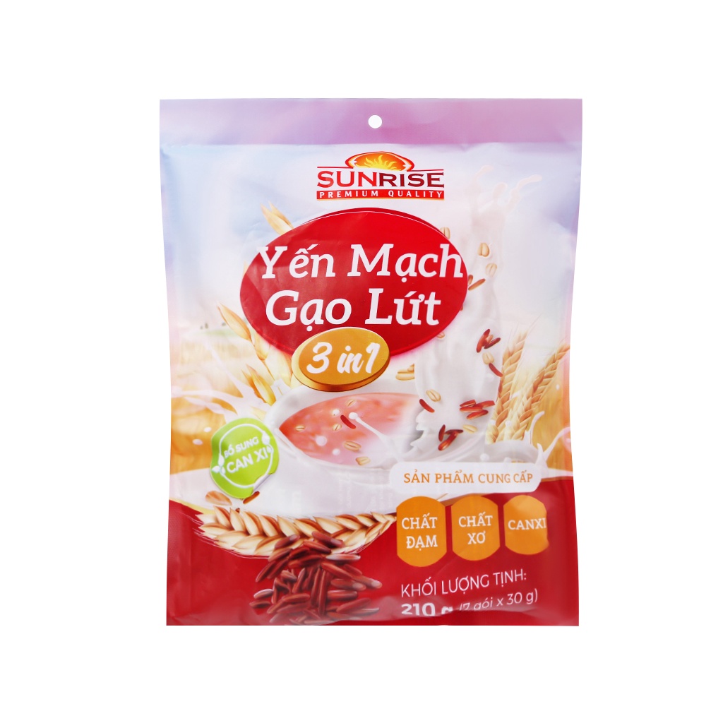 [HCM Giao Hỏa Tốc] Ngũ Cốc Dinh Dưỡng Yến Mạch Gạo Lứt Sunrise Bịch 210g ( 07 gói x 30g).