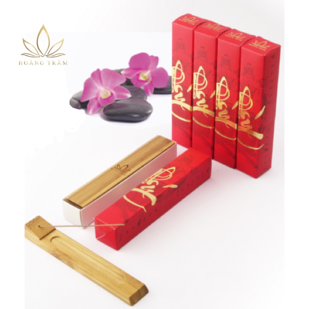 Hoàng Trầm - Trầm Hương Phúc Lộc trầm bản 5Gr / Nhang không tăm - Dài 10,5cm - hộp 80 thanh