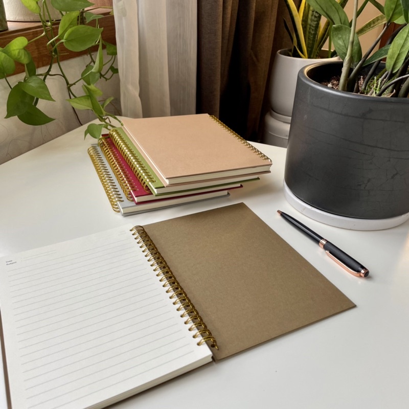 Sổ Tay Ghi Chép - Kích Thước A5 - Bìa giấy Mỹ Thuật - Màu Nâu Cafe