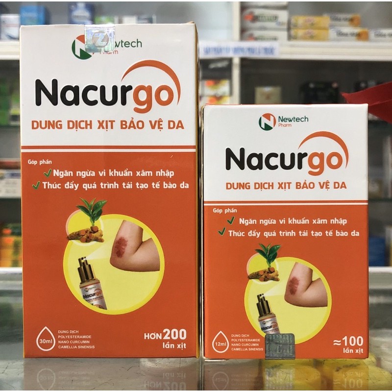 Dung dịch dành cho da mụn và băng vết thương Nacurgo (12ml/chai xịt); (30ml/chai xịt)