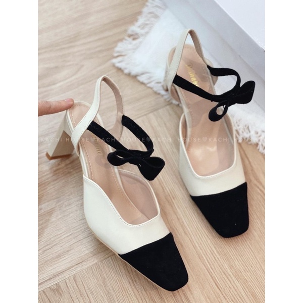 Sandal cao gót nơ vintage 6p qccc fullbox