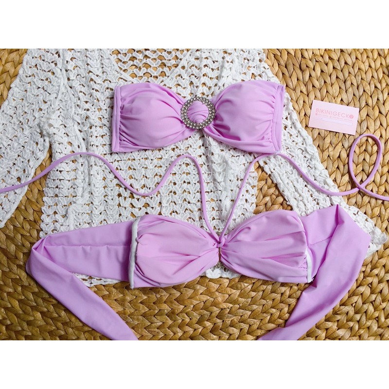 Bikini Đồ Bơi 2 Mảnh Khoen Đá Quần Xẻ Cao, Kèm Dây Áo GK0218 (Ảnh Thật, Nhiều Màu) | BigBuy360 - bigbuy360.vn