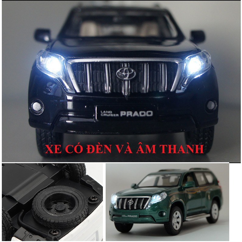 Xe mô hình tĩnh Toyota Landcuiser PRADO bằng sắt tỉ lệ 1:32 Xe chạy cót có âm thanh và đèn